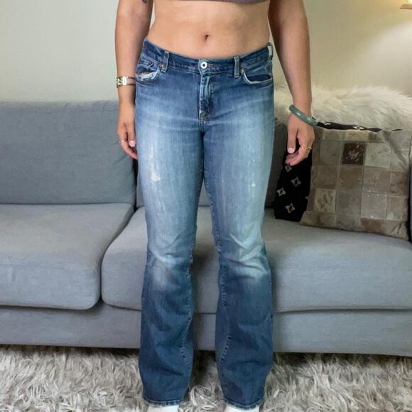 y2k vintage 00's LUCKYBRAND lowrise flare faded distressed bootcut denim jeans 8 - Picture 8 of 10